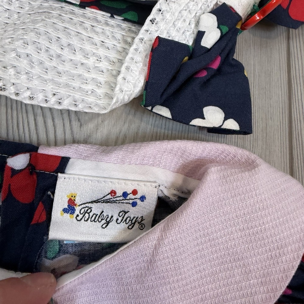 Vintage Baby Girl Baby Togs 3T Navy Floral Dress With Hat READ - Picture 4 of 11